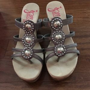 Jellypop silver wedge sandals size 8